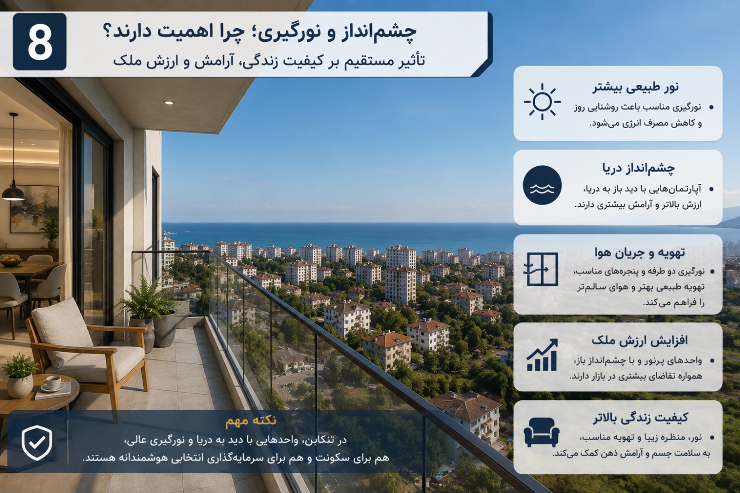 آپارتمان ۱۲۰ متری با دید دریا
